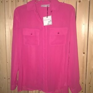 Bisou Bisou Sheer Pink Blouse S NWT